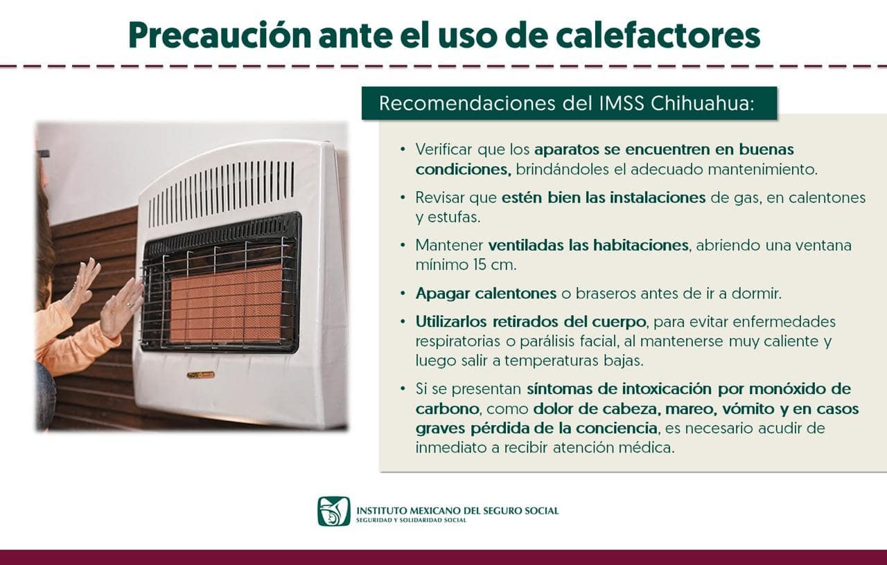 Alerta IMSS Chihuahua sobre riesgo de intoxicación por monóxido de carbono