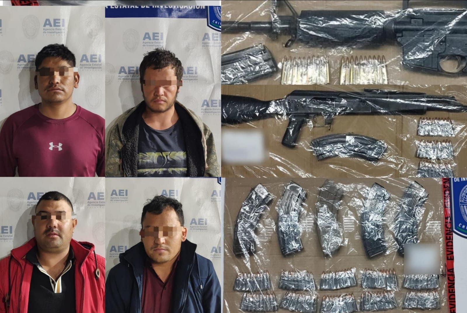 Detienen a cuatro masculinos con fusiles de asalto, munición y droga en Guachochi